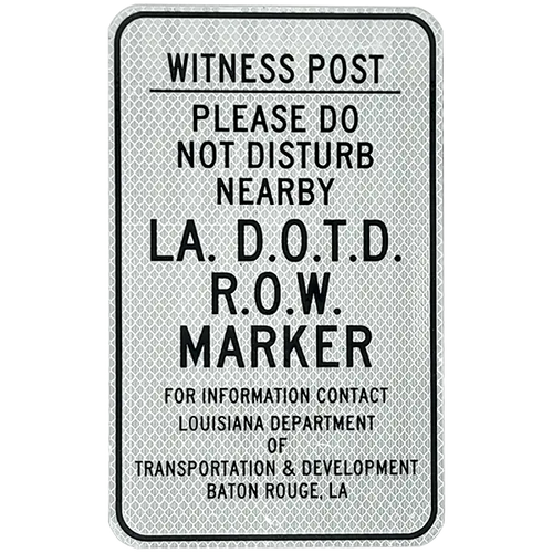 LA DOTD ROW Marker Sign 6.5