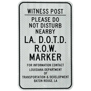 LA DOTD ROW Marker Sign 6.5"x10.5"