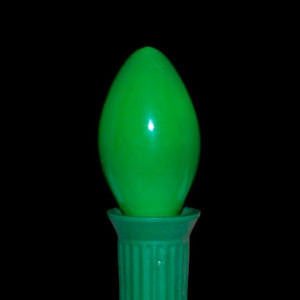C7 Green Incandescent Light Bulbs | Opaque Ceramic | PK-25