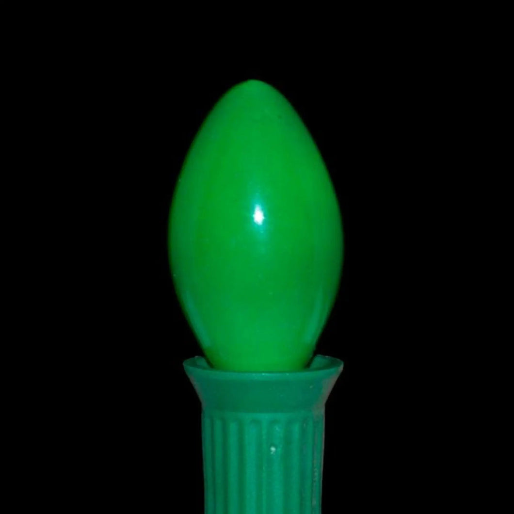 C7 Green Incandescent Light Bulbs | Opaque Ceramic | PK-25