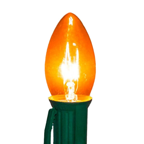 C9 Amber/Orange  Incandescent Light Bulbs | Transparent Twinkle | PK-25