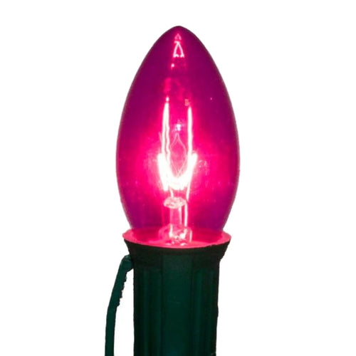 C9 Pink Incandescent Light Bulbs | Transparent Twinkle | PK-25