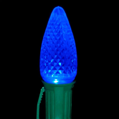 C9 Blue LED Light Bulbs | Faceted Twinkle | PK-25