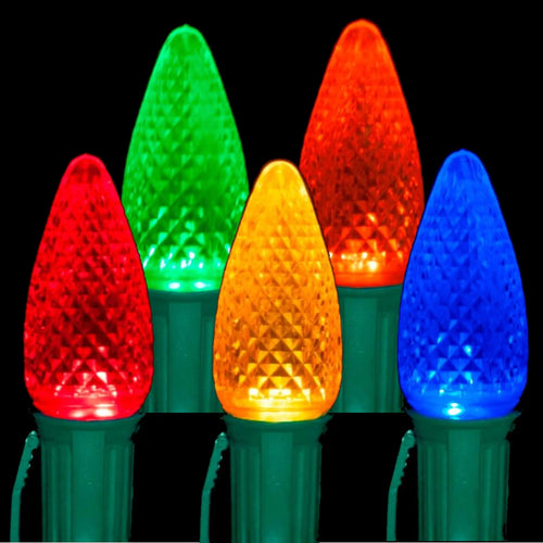 C9 Multi Color LED Light Bulbs | Faceted | PK-25