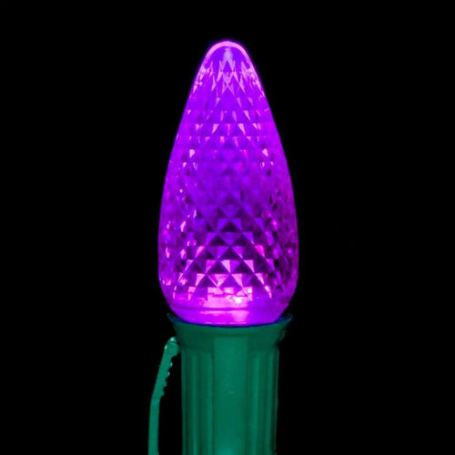 C9 Purple LED Light Bulbs | Faceted | PK-25