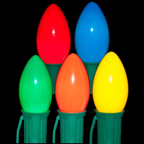 C9 Multi Color LED Light Bulbs | Smooth Opaque | PK-25