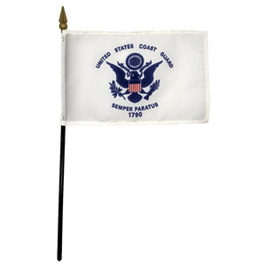 United States Coast Guard Flag with Staff 4"x6"