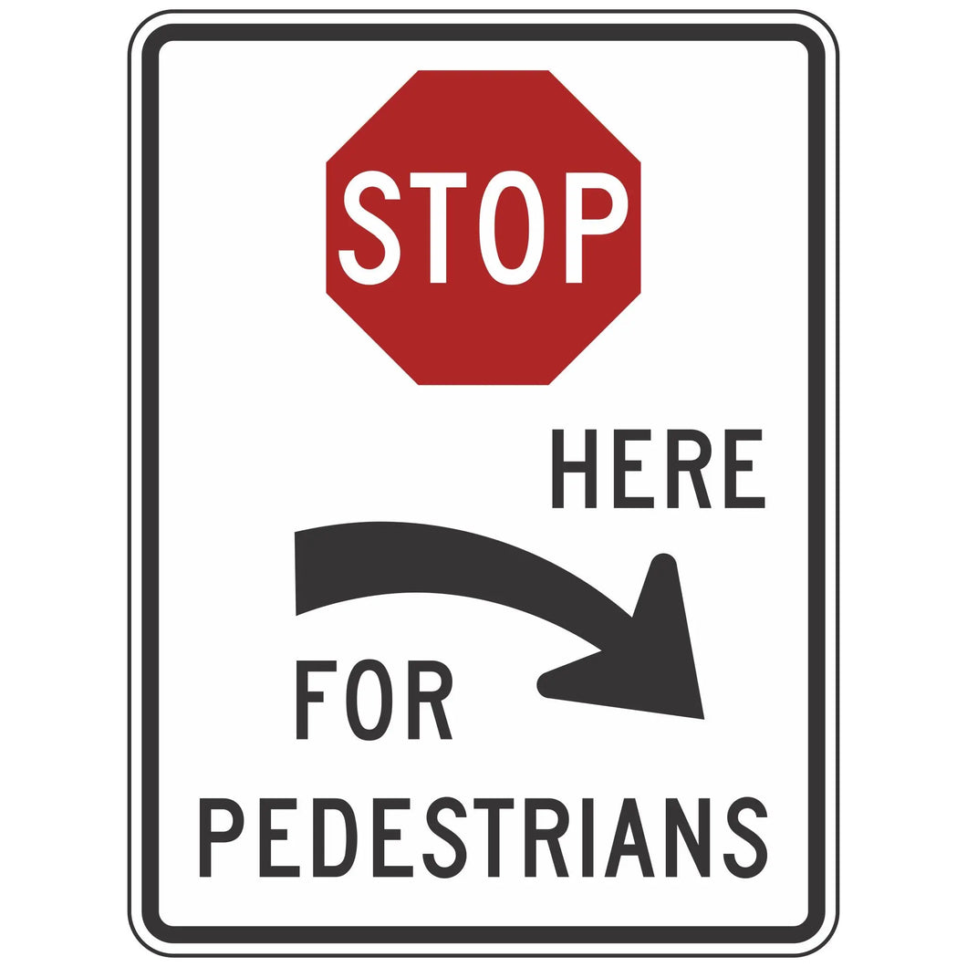 R1-5CR Stop Here For Pedestrians Sign 36