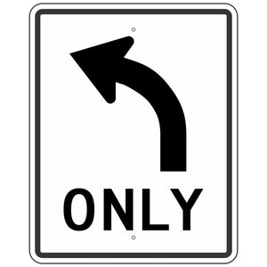 R3-5L Left Turn Only Sign 30"x36"
