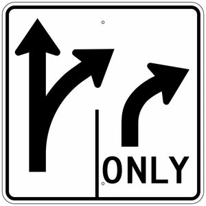 R3-8R Double Turn Right Sign 30"X30"