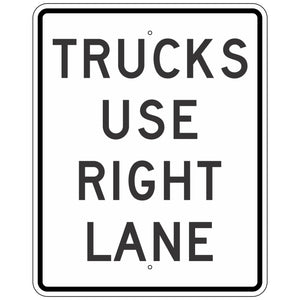 R4-5 Trucks Use Right Lane Sign 24"X30"