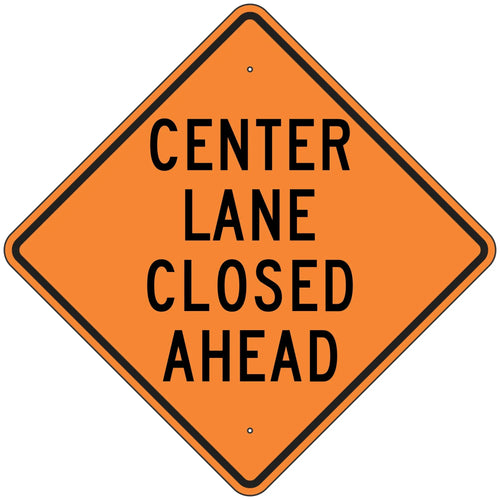 W9-3C Center Lane Closed Ahead Sign