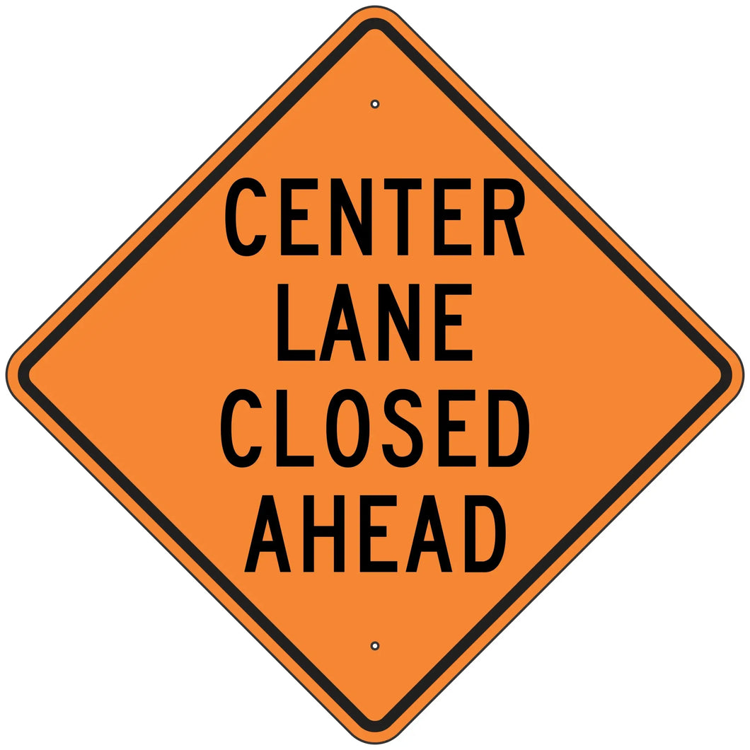 W9-3C Center Lane Closed Ahead Sign