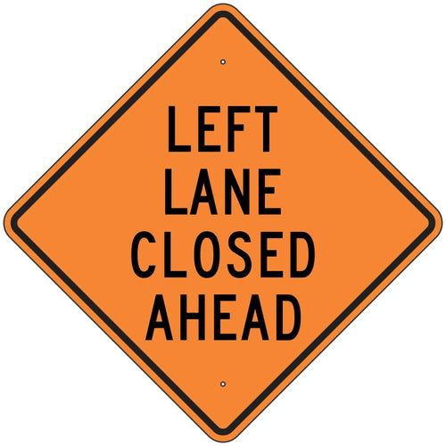 W9-3L Left Lane Closed Ahead Sign