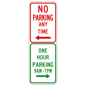 No Parking/One Hour Parking (Combined Sign)