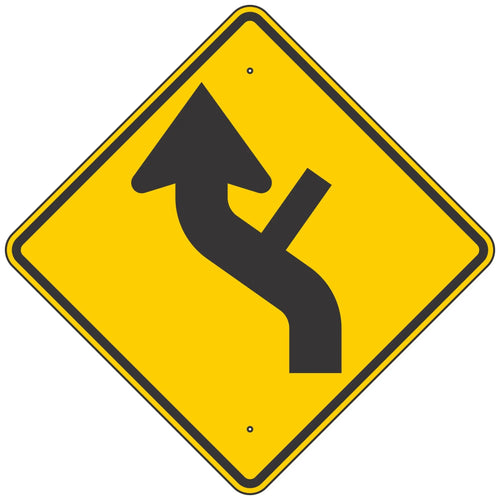 W1-10DL Reverse Left Curve & Side Road Warning Sign 36