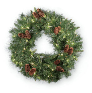 24" Mixed Nobel Pine Wreath with Pine Cones| PK-4
