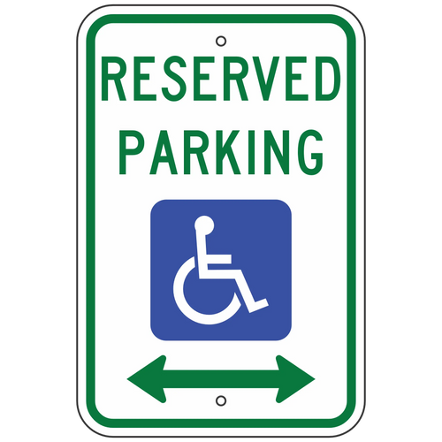 R7-8D Reserved Parking with Handicap Symbol & Double Arrow Sign 12