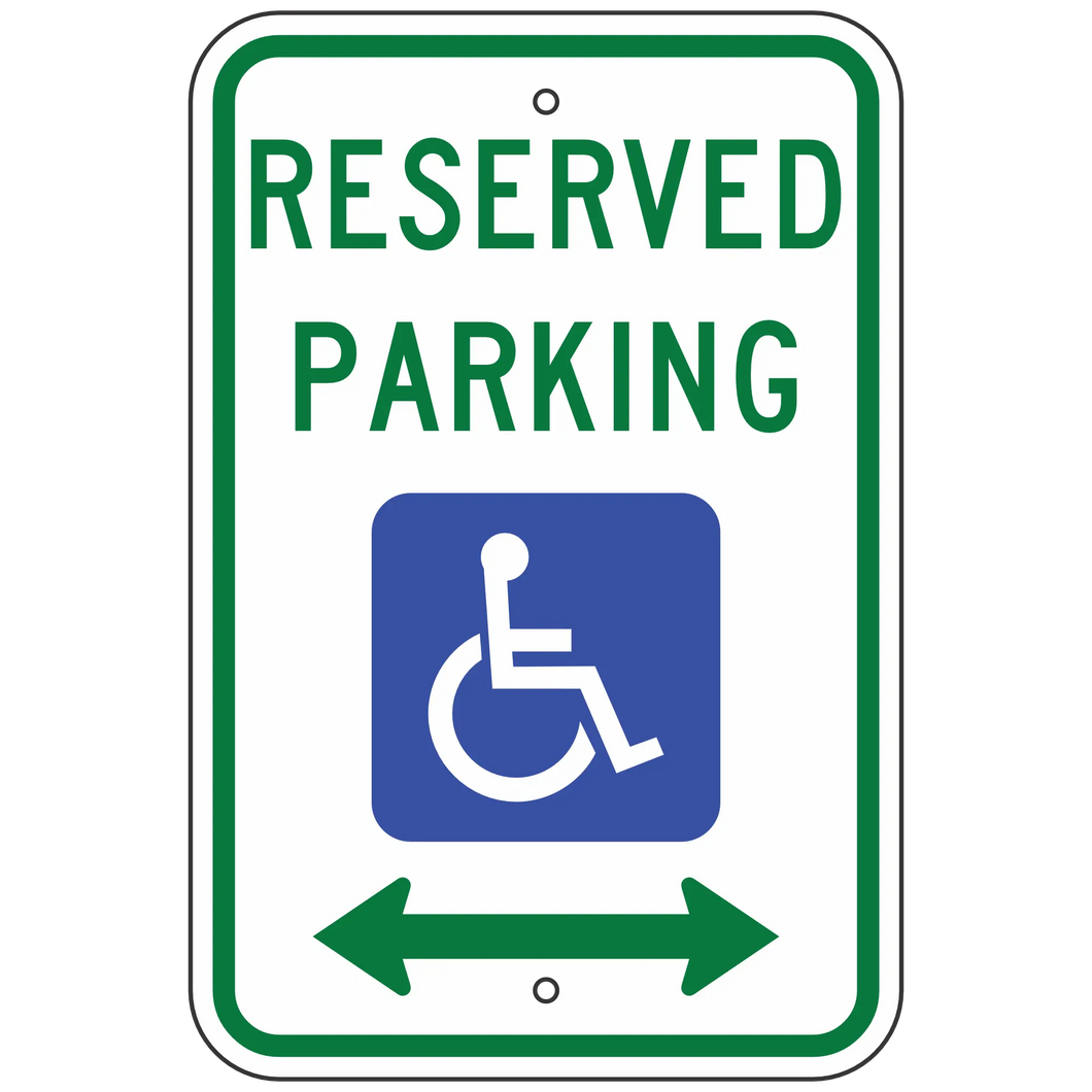 R7-8D Reserved Parking with Handicap Symbol & Double Arrow Sign 12
