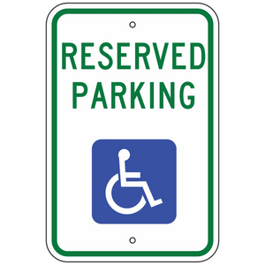 R7-8 Reserved Parking with Handicap Symbol Sign 12"x18"