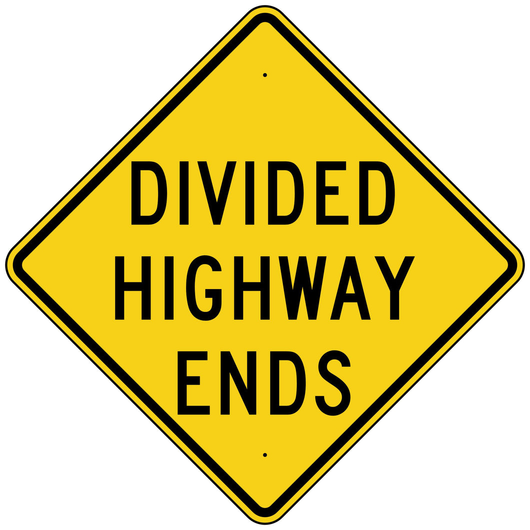 W6-2a Divided Highway Ends Sign 36