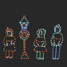 Load image into Gallery viewer, 5.5&#39; Three Carolers with 7.5&#39; Lamp Post Yard Decoration