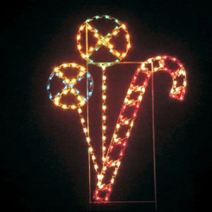 6' Candy Cane & Lollipops Lighted Decoration