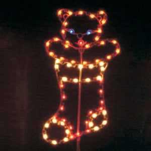 4' Bear in Stocking Lighted Yard Decoration