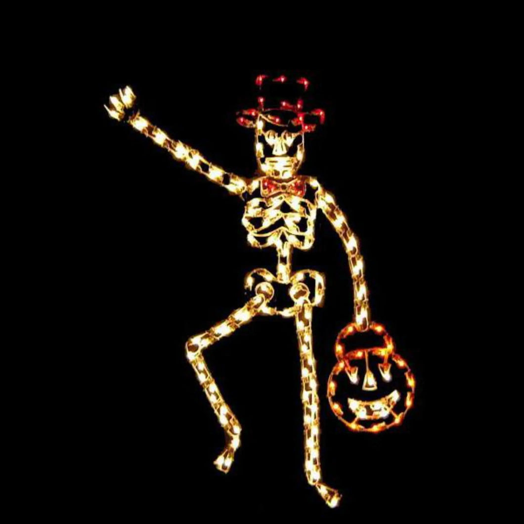 7' Animated Skeleton with Hat Lighted  Yard Decoration