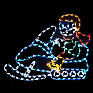 Boy on Snowmobile Lighted Yard Decoration