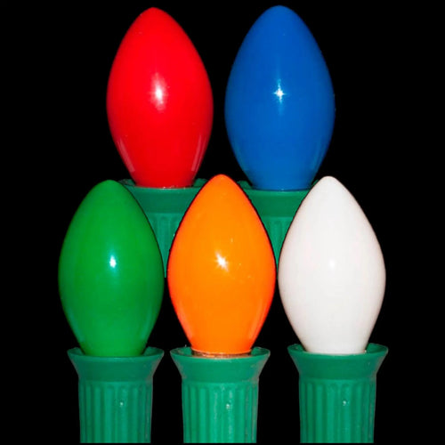 C7 Multi Color Incandescent Light Bulbs | Opaque Ceramic | PK-25