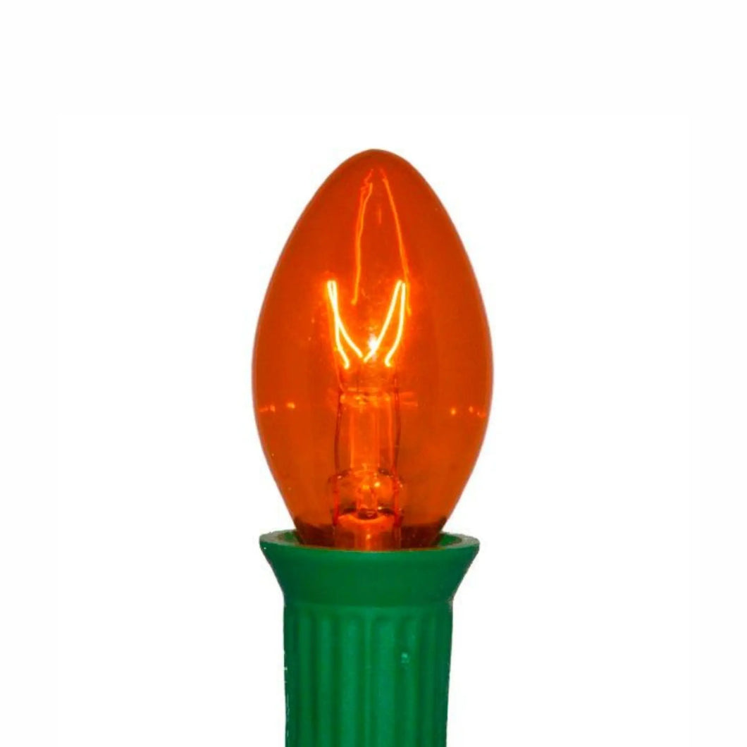 C7 Amber/Orange Incandescent Light Bulbs | Transparent Twinkle | PK-25