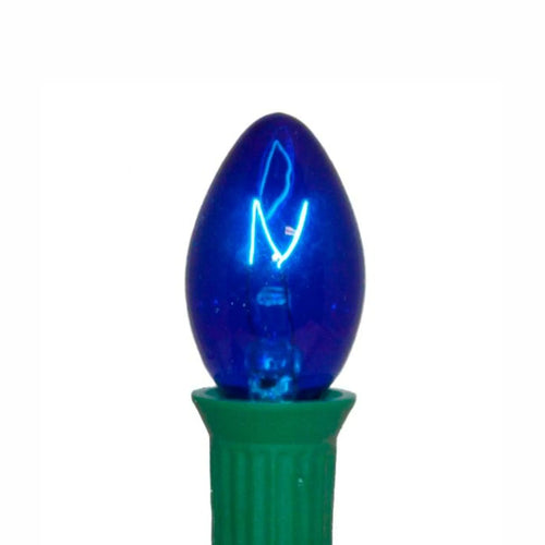C7 Blue Incandescent Light Bulbs | Transparent Twinkle | PK-25