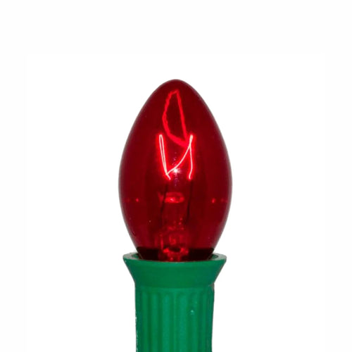 C7 Red Incandescent Light Bulbs | Transparent Twinkle | PK-25