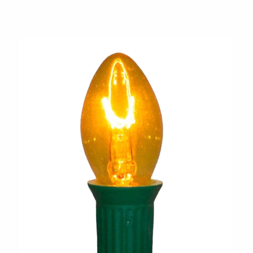 C7 Yellow Incandescent Light Bulbs | Transparent Twinkle | PK-25