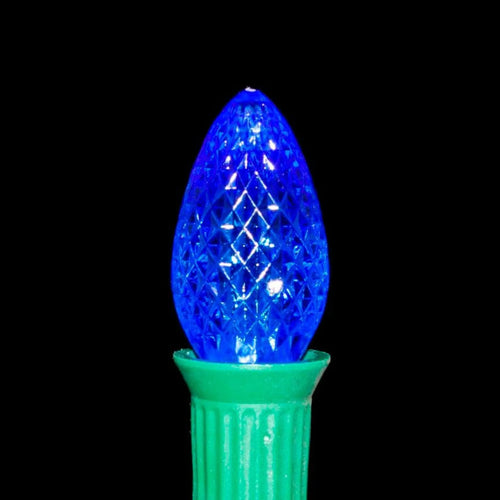 C7 Blue LED Light Bulbs | Faceted | PK-25