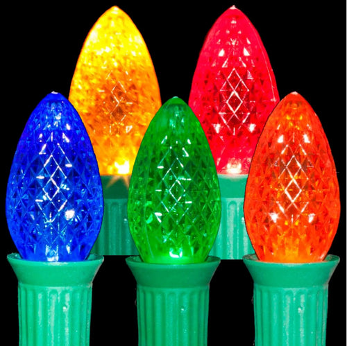 C7 Multi Color LED Light Bulbs | Faceted-PK-25