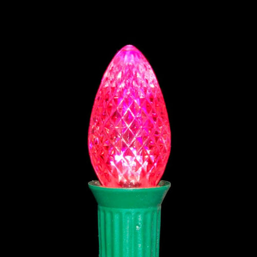 C7 Pink LED Light Bulbs | Faceted | PK-25