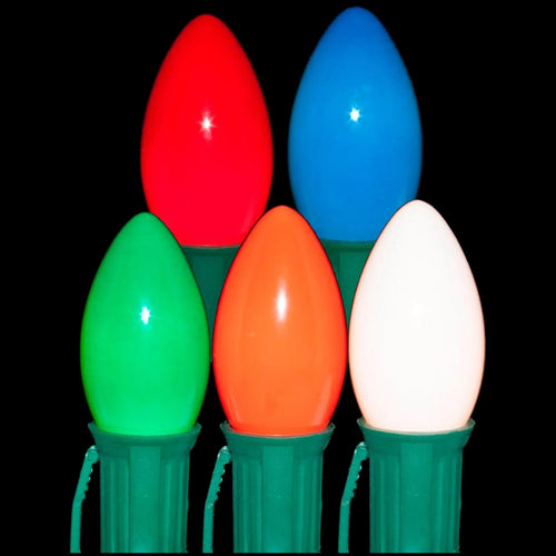 C9 Multi Color Incandescent Light Bulbs | Opaque Ceramic | PK-25