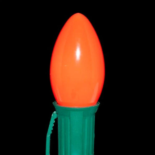 C9 Orange Incandescent Light Bulbs | Opaque Ceramic | PK-25