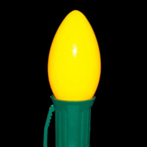 C9 Yellow Incandescent Light Bulbs | Opaque Ceramic | PK-25