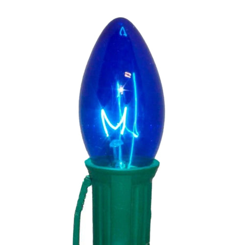 C9 Blue Incandescent Light Bulbs | Transparent Twinkle | PK-25
