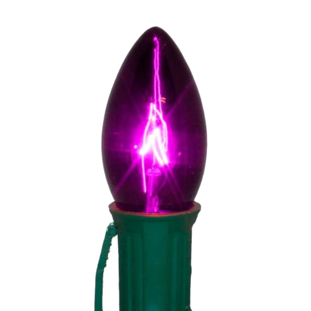 C9 Purple Incandescent Light Bulbs | Transparent Twinkle | PK-25