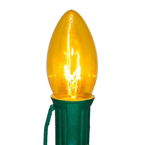C9 Yellow Incandescent Light Bulbs | Transparent Twinkle | PK-25