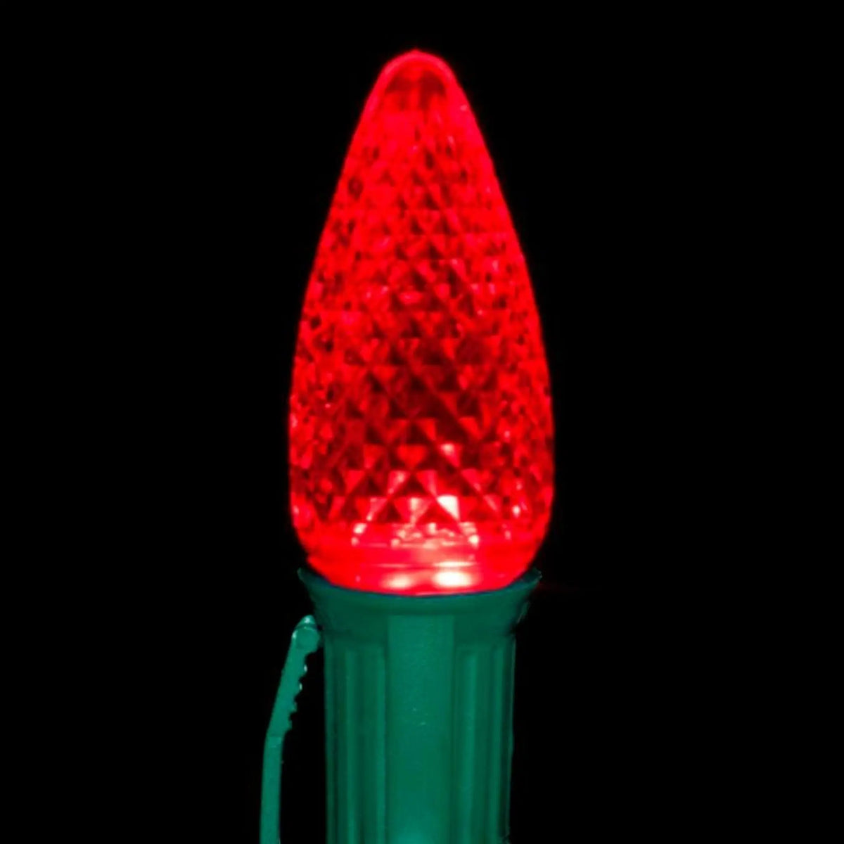 C9 Red LED Light Bulbs | Faceted Twinkle | PK-25 – Evangeline Specialties