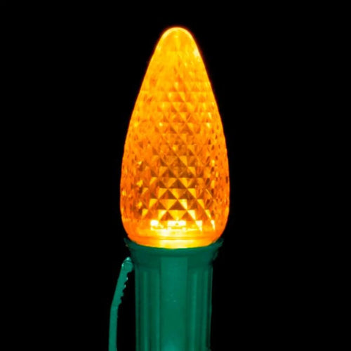 C9 Yellow LED Light Bulbs | Faceted | PK-25