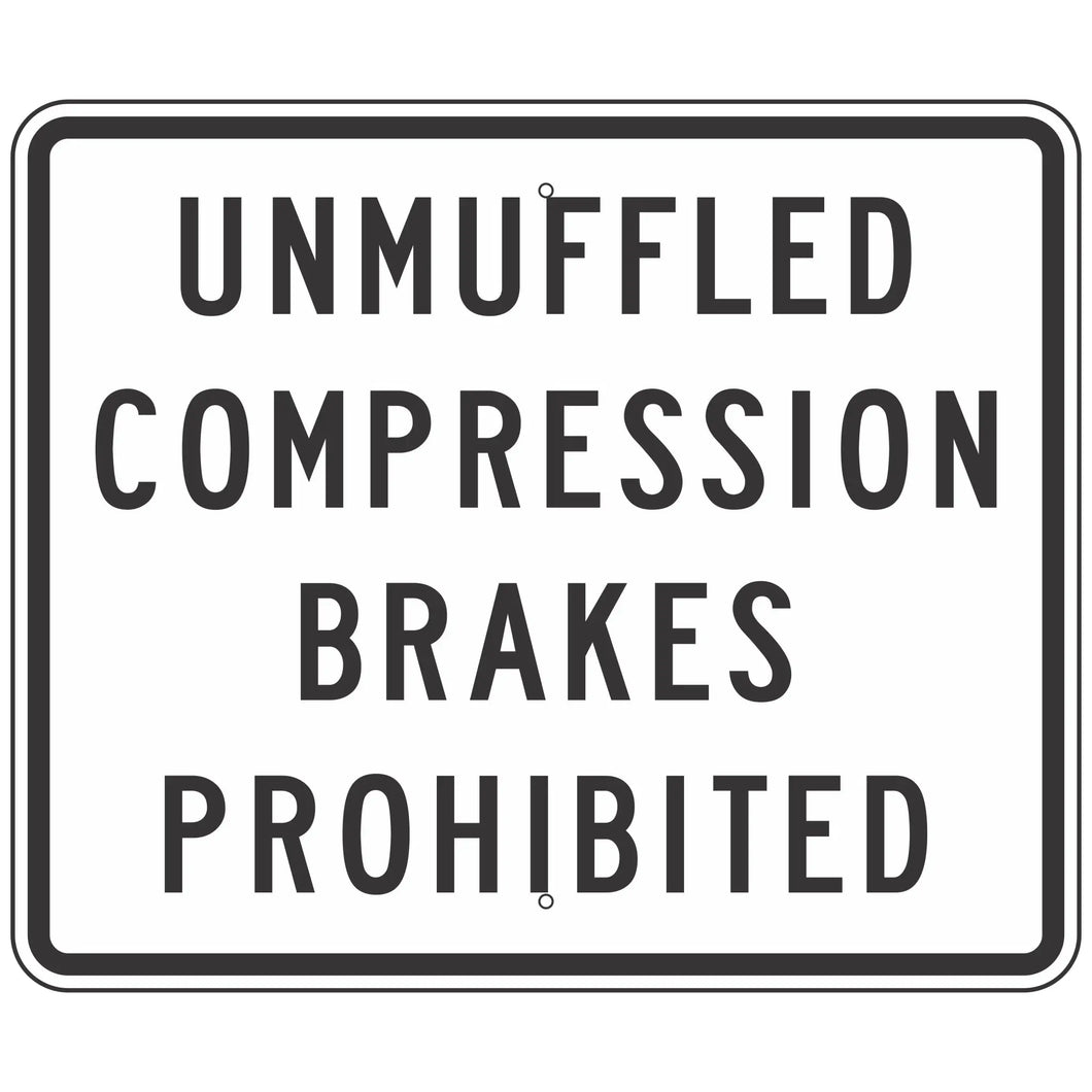 EB-LADOTD Unmuffled Compression Brakes Prohibited Sign