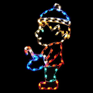 5' Elf with Candy Cane Yard Decoration