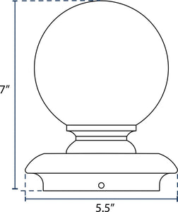 Ball Finial for 5" OD Round Post - Black