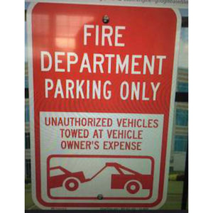 Fire Department Parking Only Sign 12"x18"
